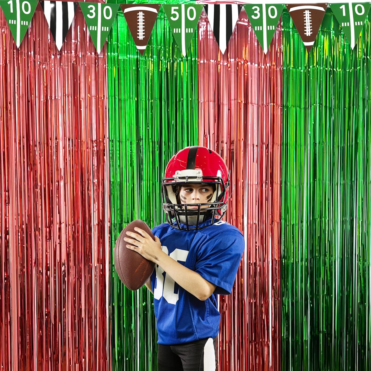 GiftExpress 3 Pk Football Fringe Curtain Decor