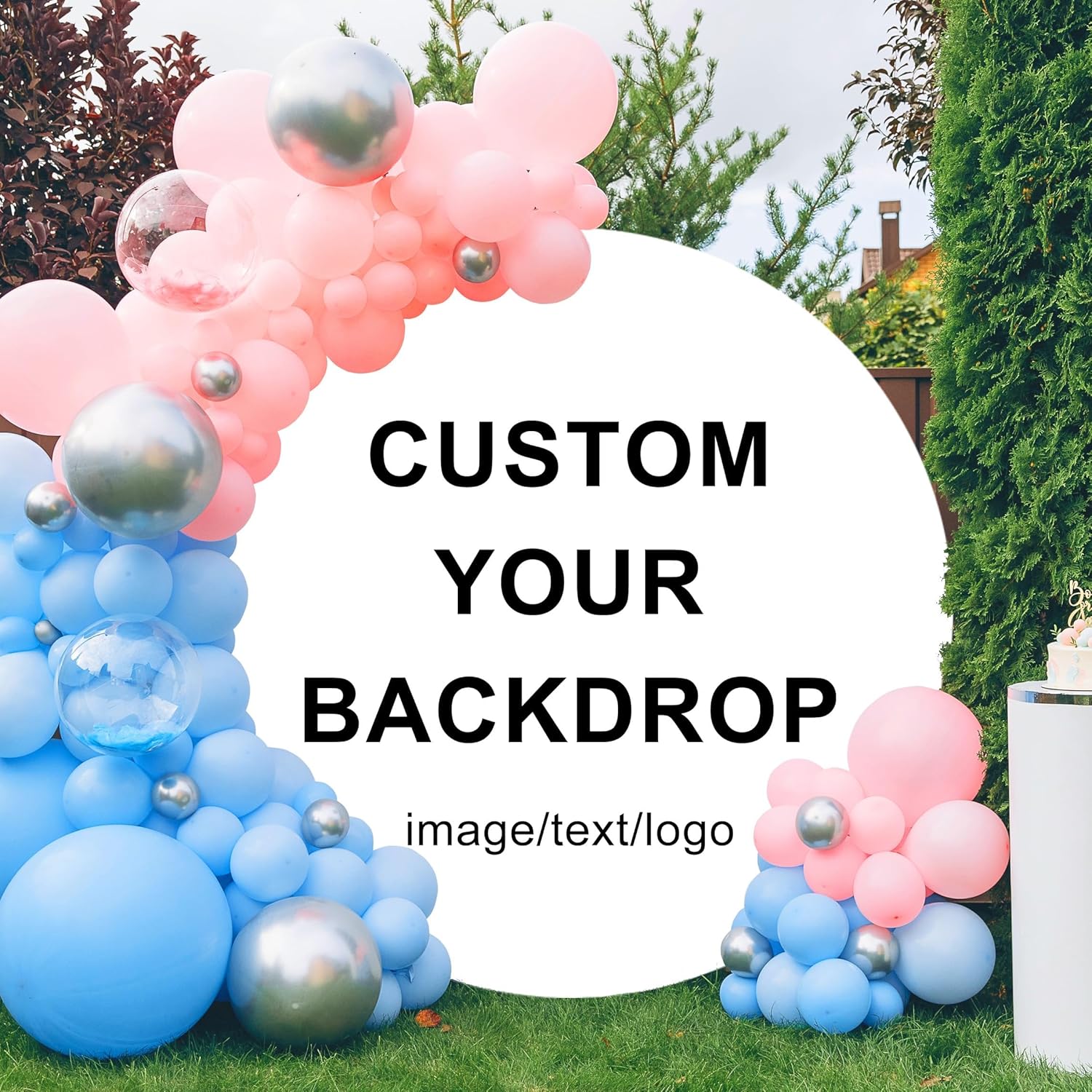 CORFOTO 8ft Custom Round Backdrop for Events and Decor