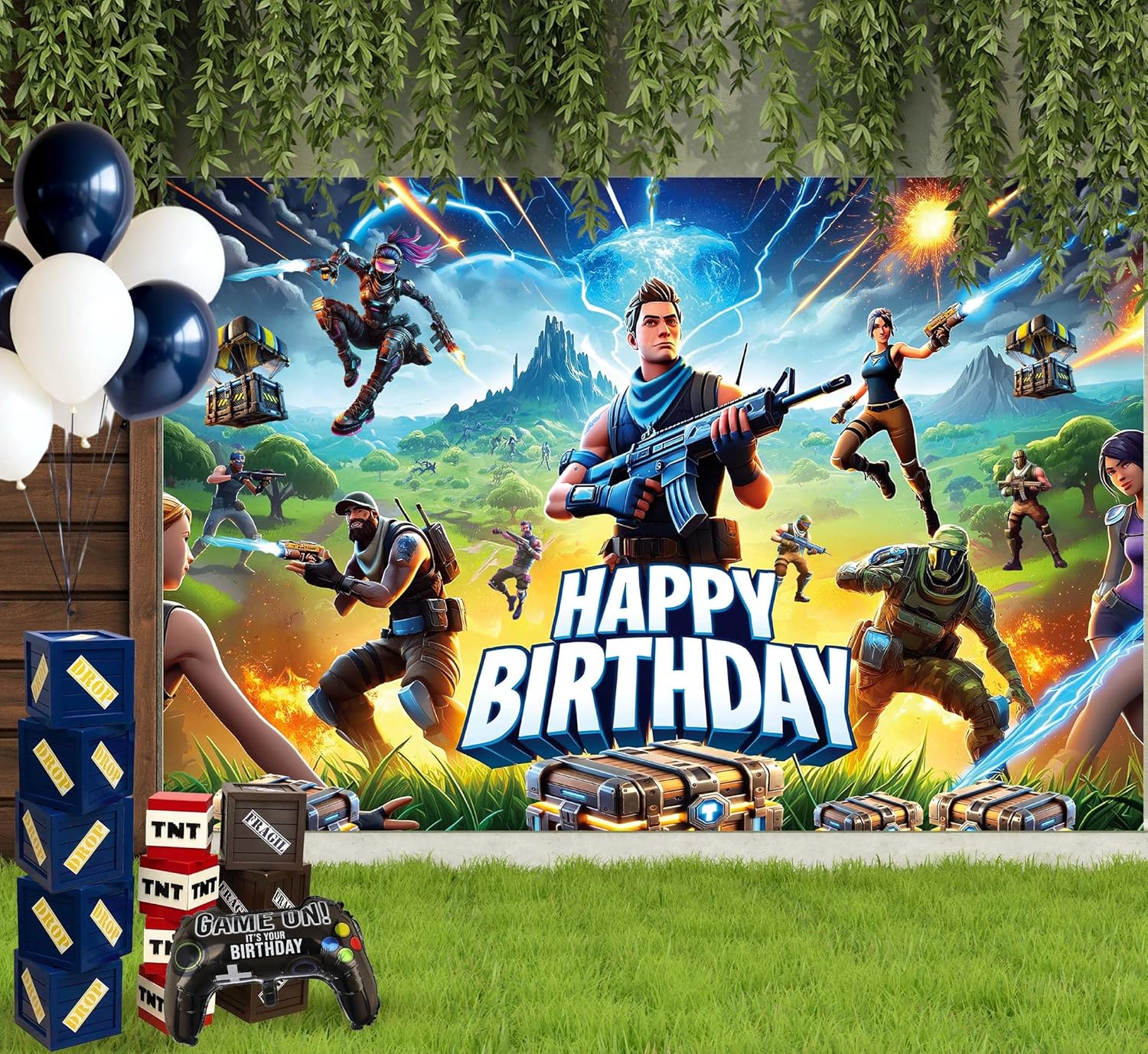 IndoTribe Gaming Birthday Backdrop 6x4ft Decorations
