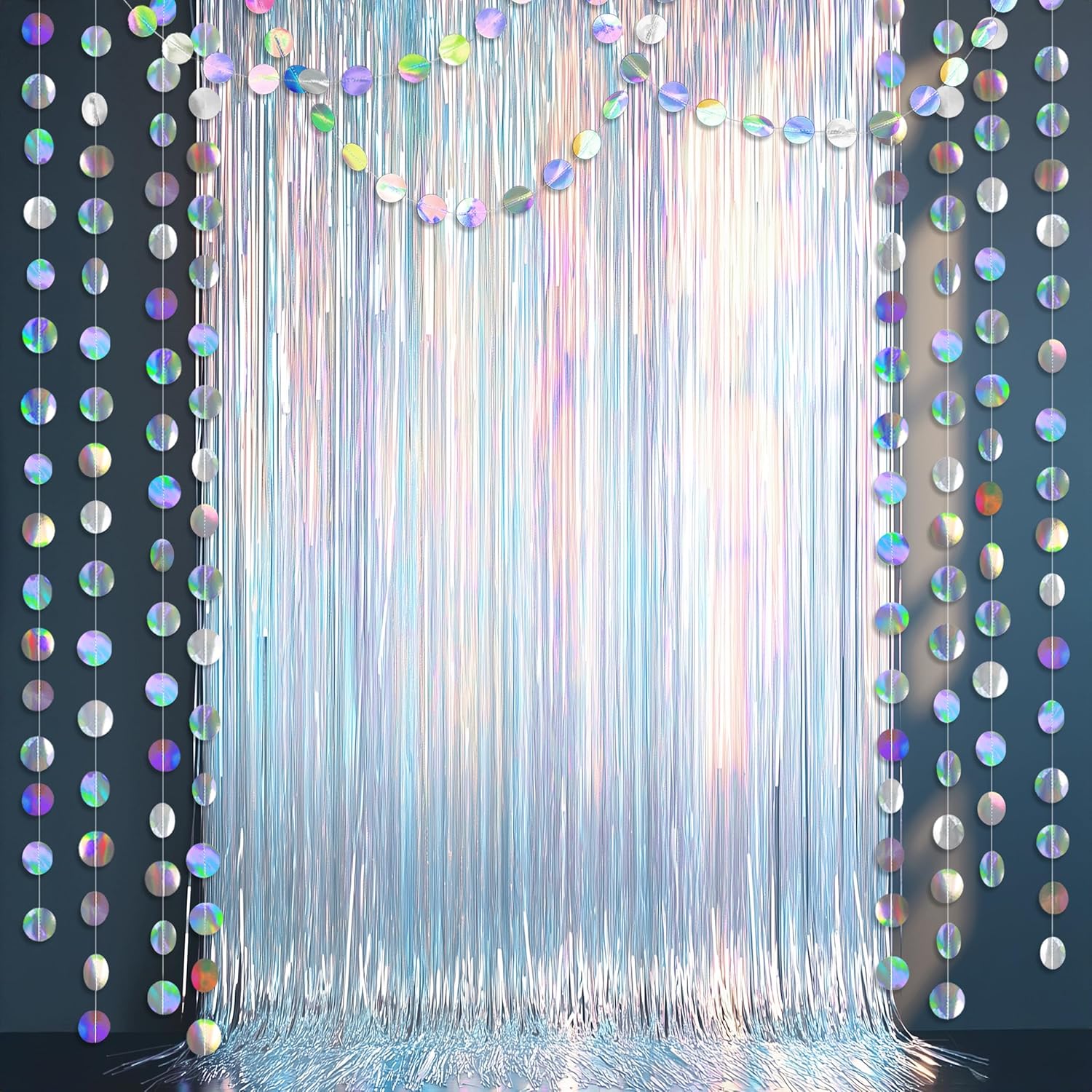 Cheerland Iridescent Tinsel Backdrop Curtain Set