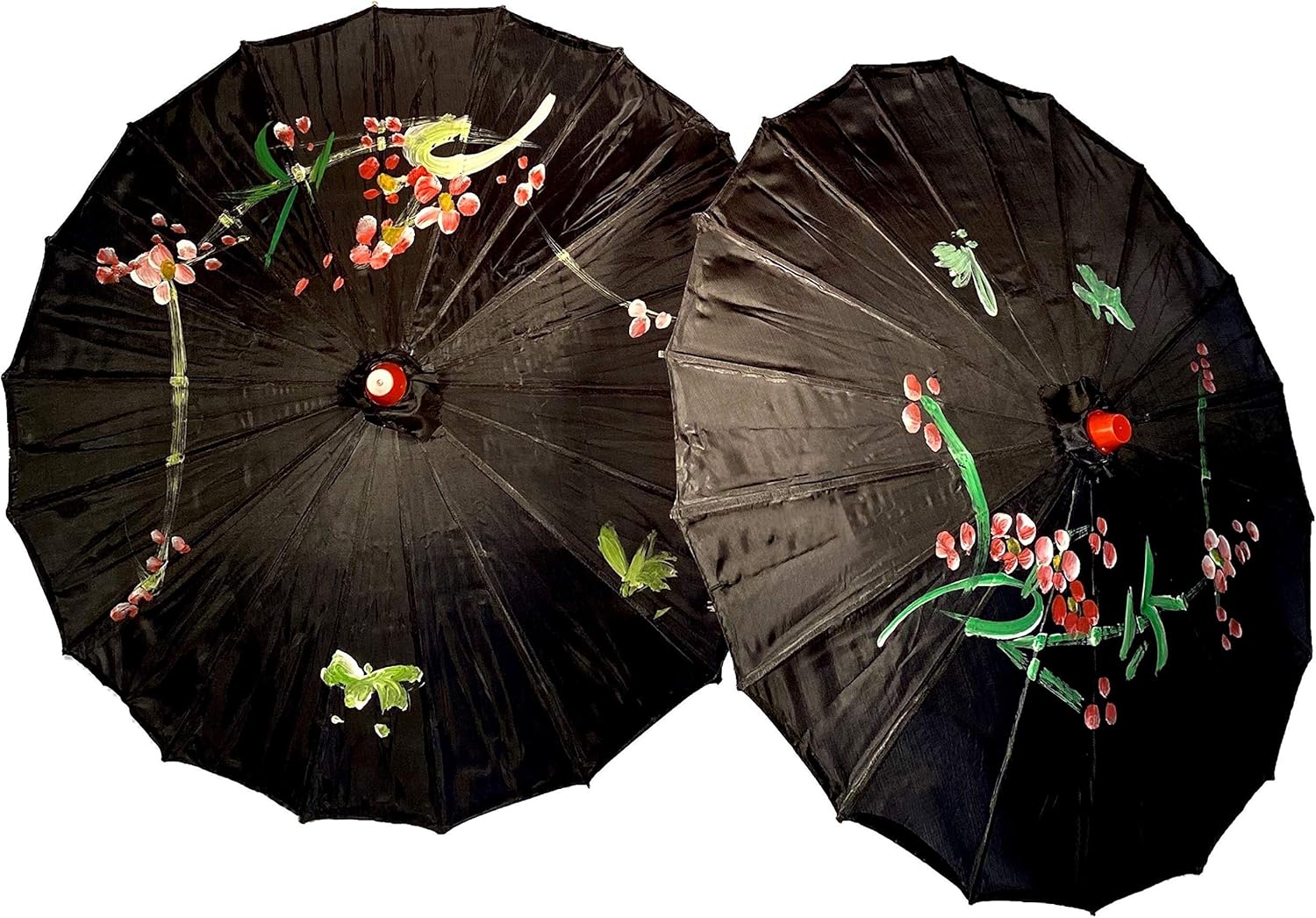 TJ Global 33 Bamboo Parasol Umbrellas Pack of 2 Black