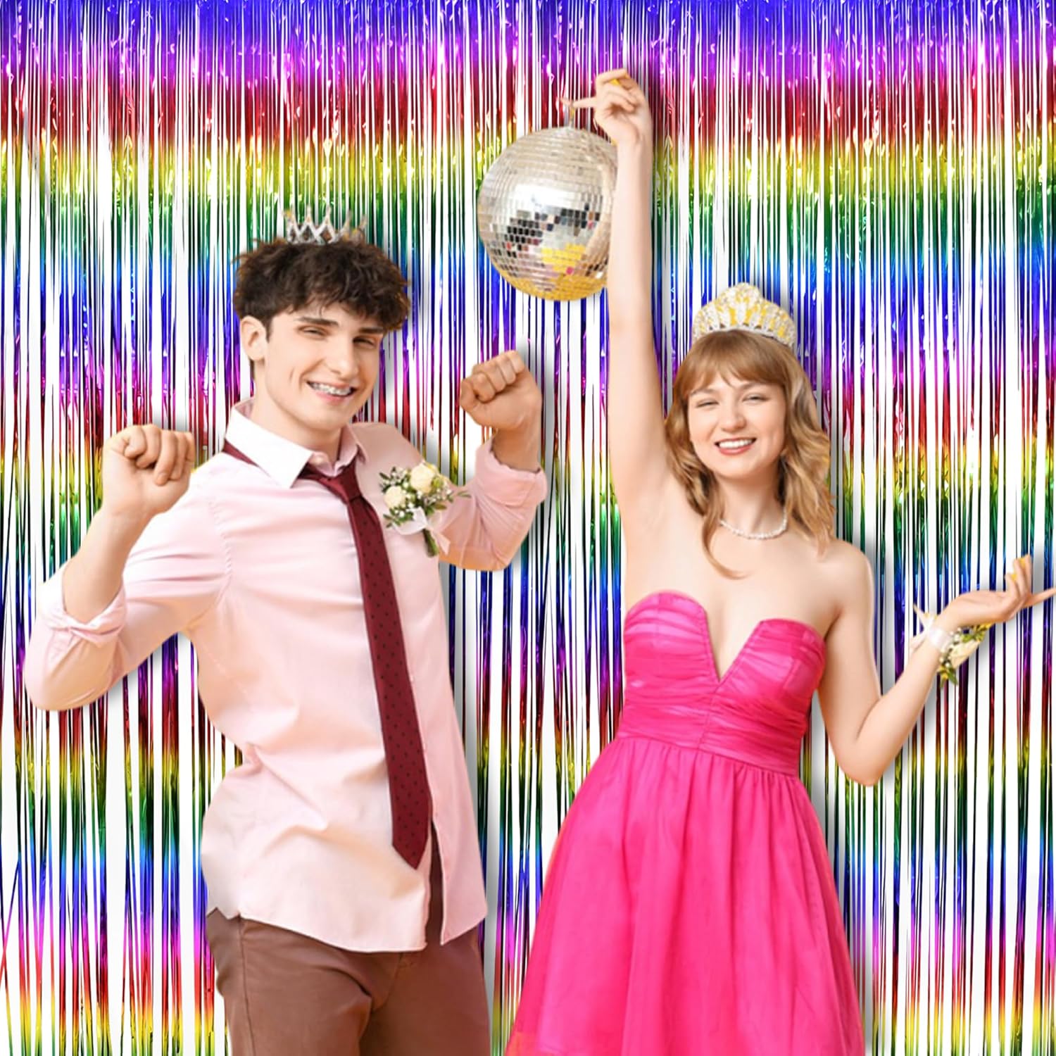 BRAVESHINE Fringe Backdrop Tinsel Foil Curtains - 2 Pack