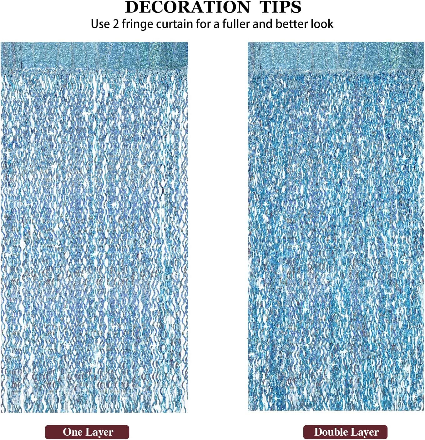 3 Pack Blue Tinsel Foil Fringe Curtain - Party Decor Backdrop