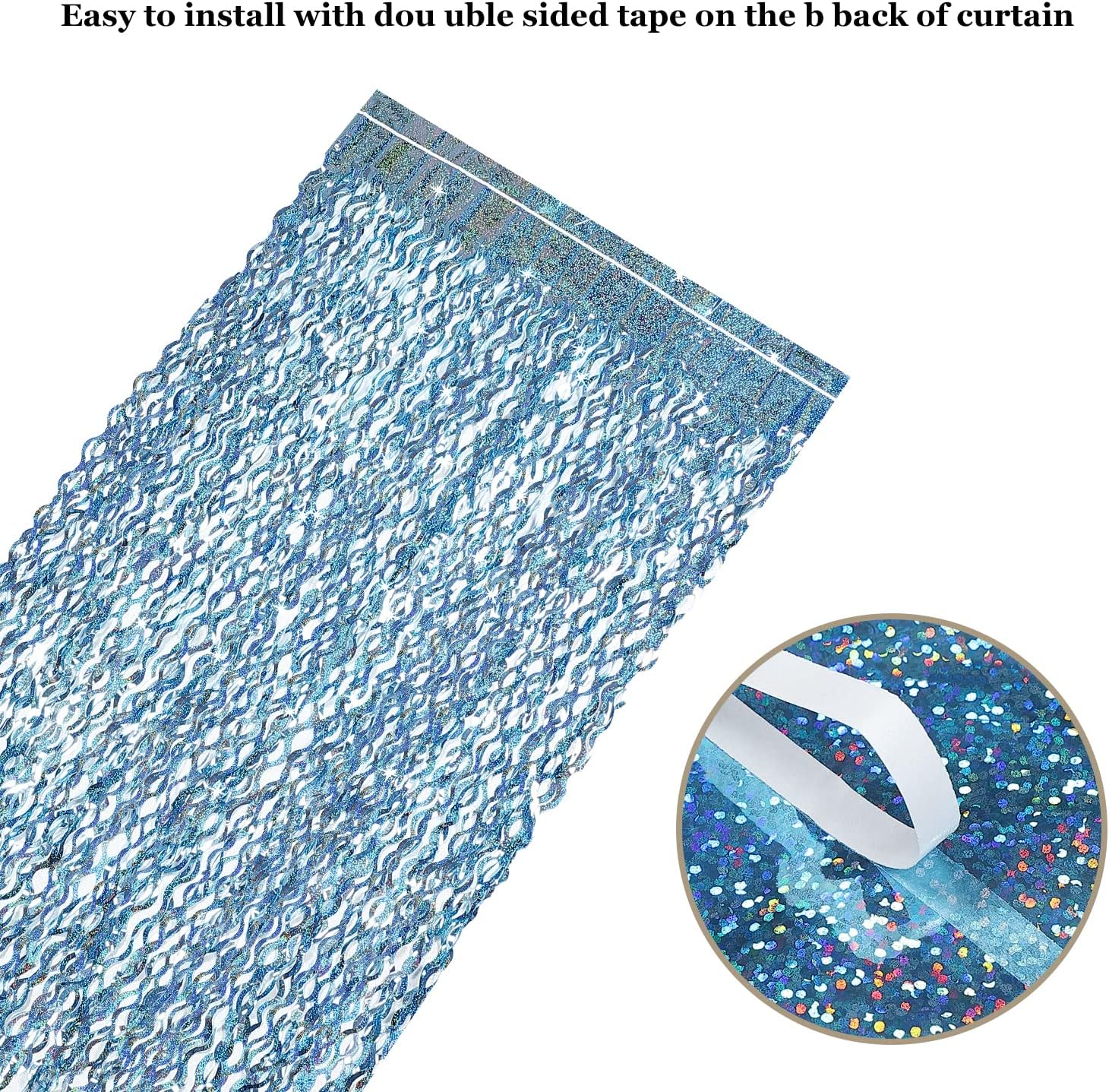 3 Pack Blue Tinsel Foil Fringe Curtain - Party Decor Backdrop