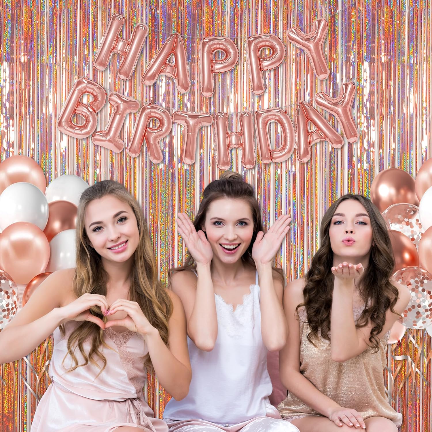 Foil Fringe Curtains 3 Pack for Birthday Party Decorations