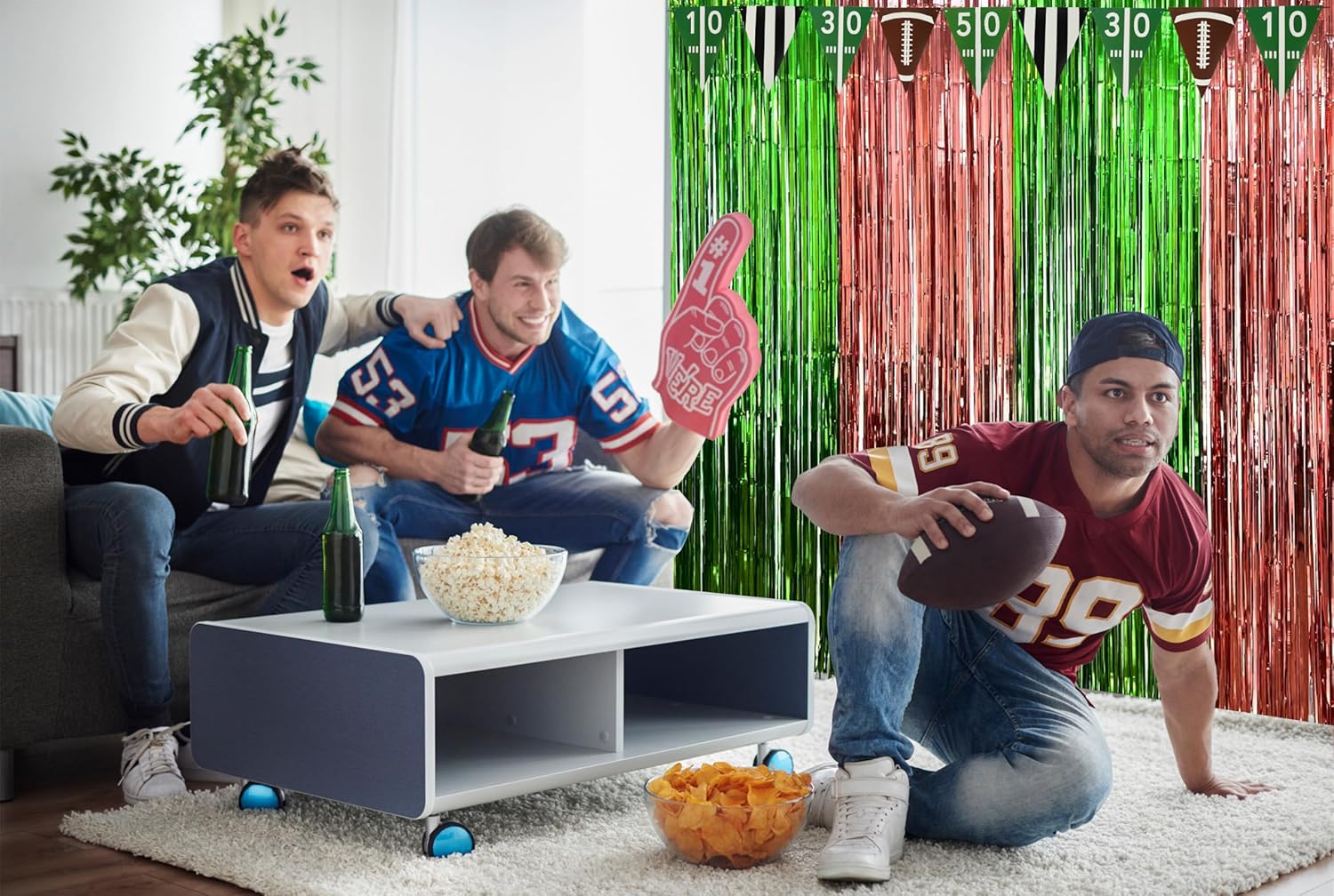 GiftExpress 3 Pk Football Fringe Curtain Decor
