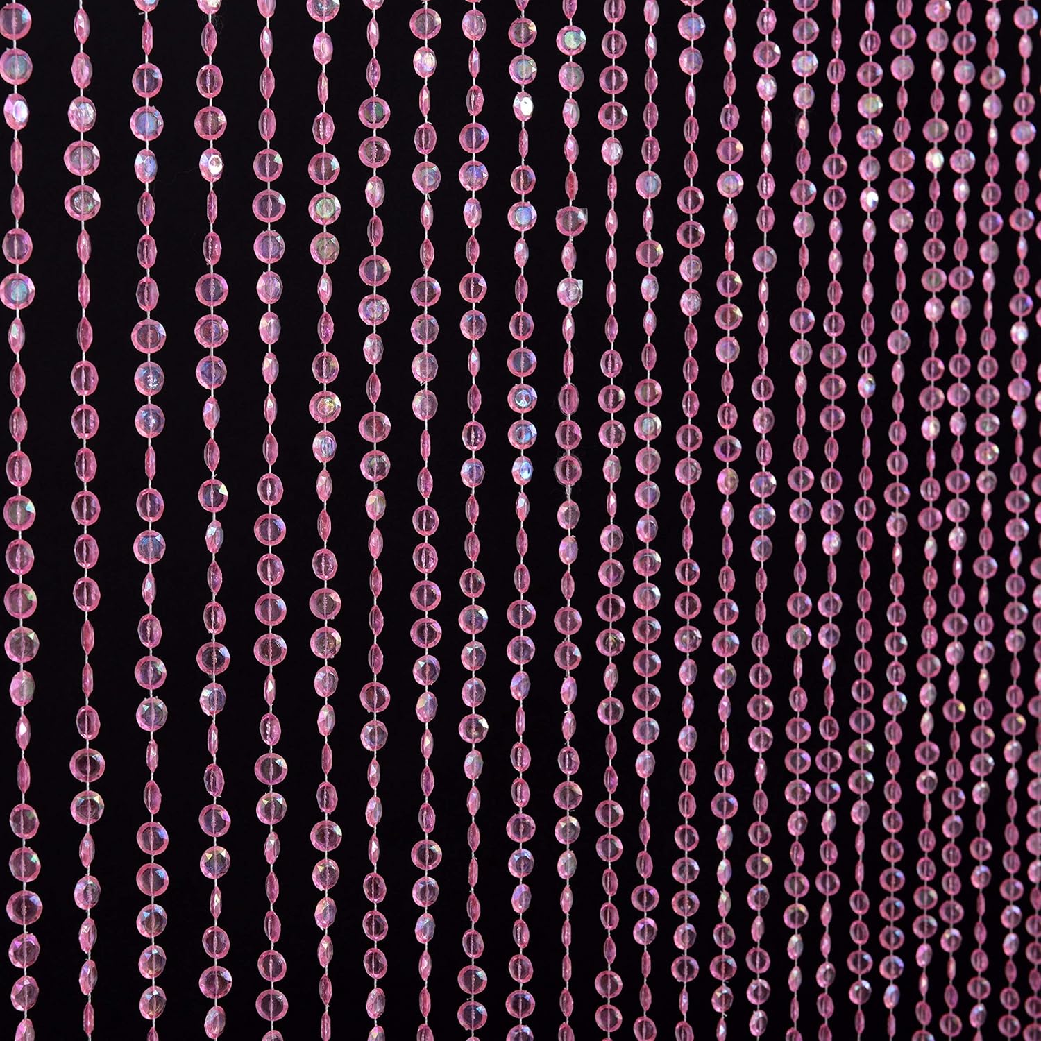 FlavorThings Iridescent Pink Crystal Beaded Curtain 3FT x 6FT