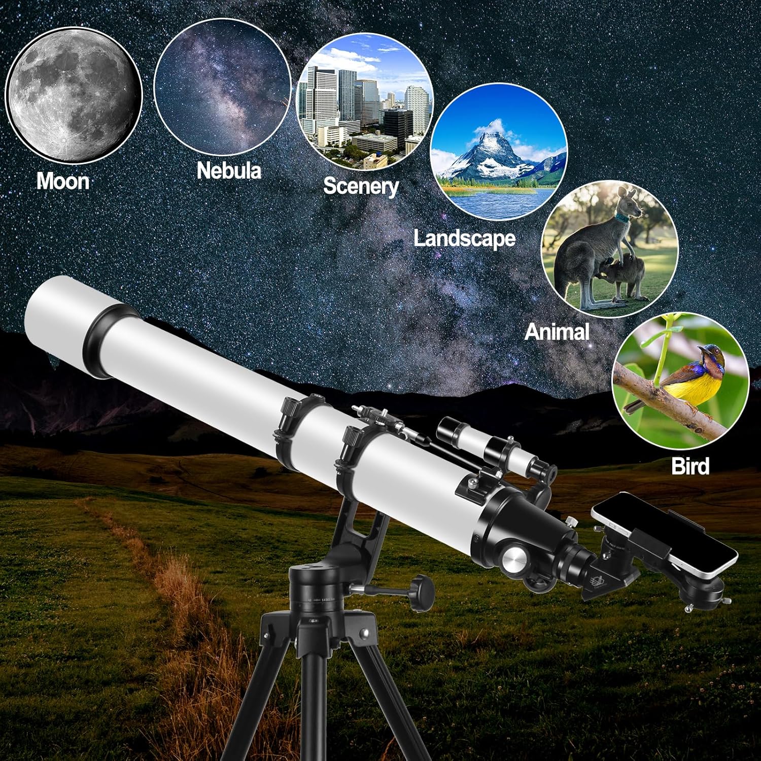 Celticbird High Powered 90mm Refractor Telescope for Adults