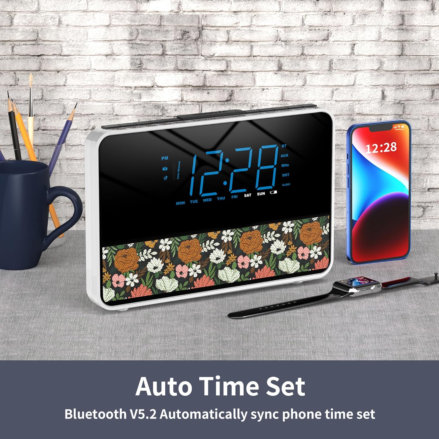 Bluetooth Alarm Clock Radio with HD Sound and Bass