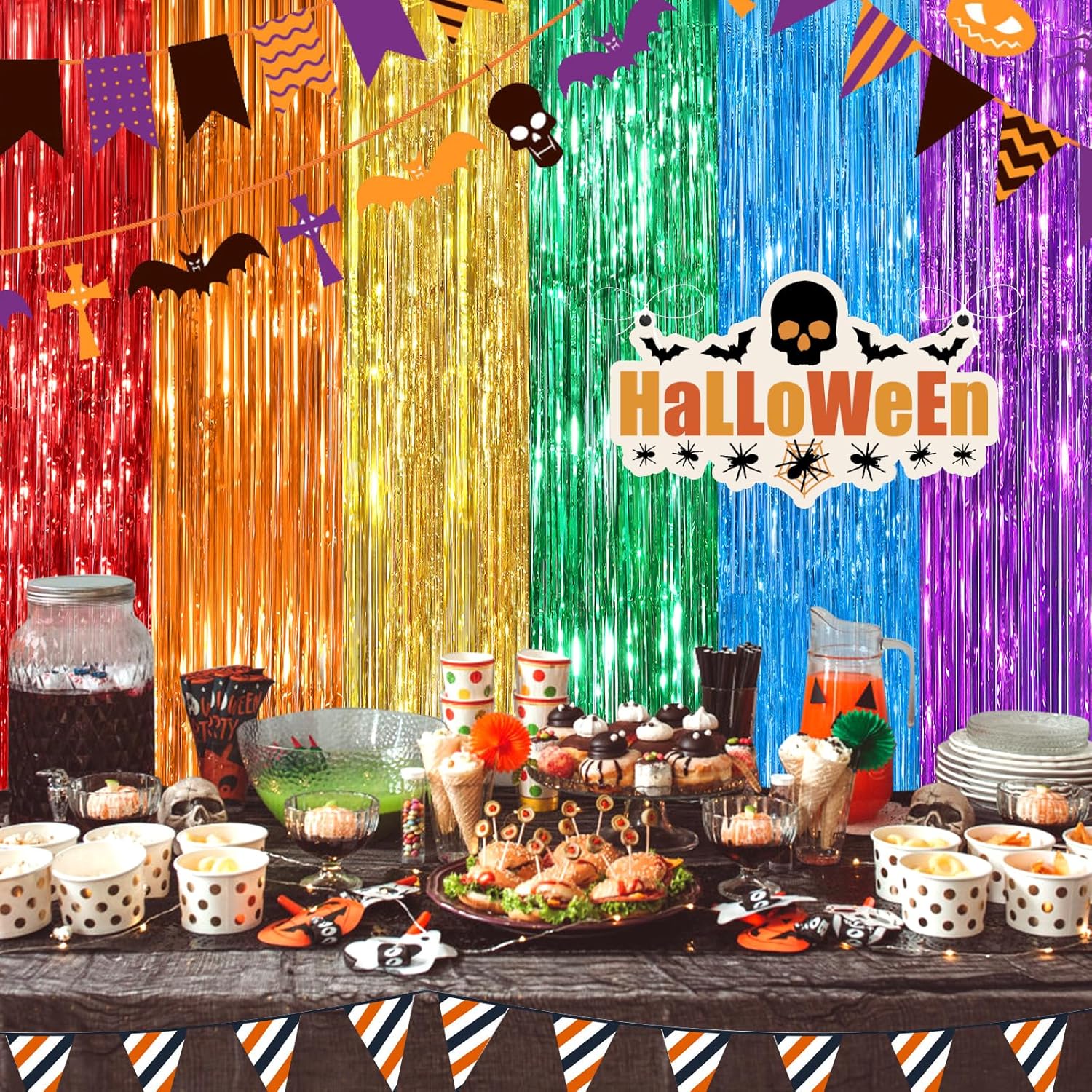Rainbow Foil Curtain Streamers 2 Pack for Parties