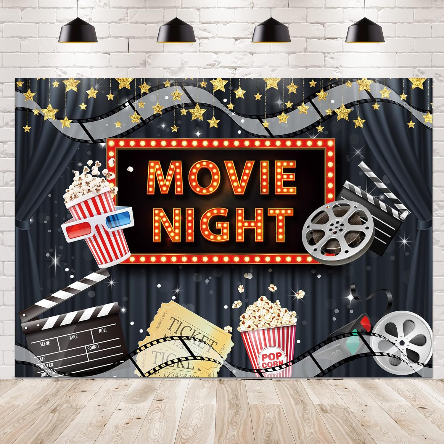 Movie Night Backdrop 7x5ft for Parties and Photo Booths