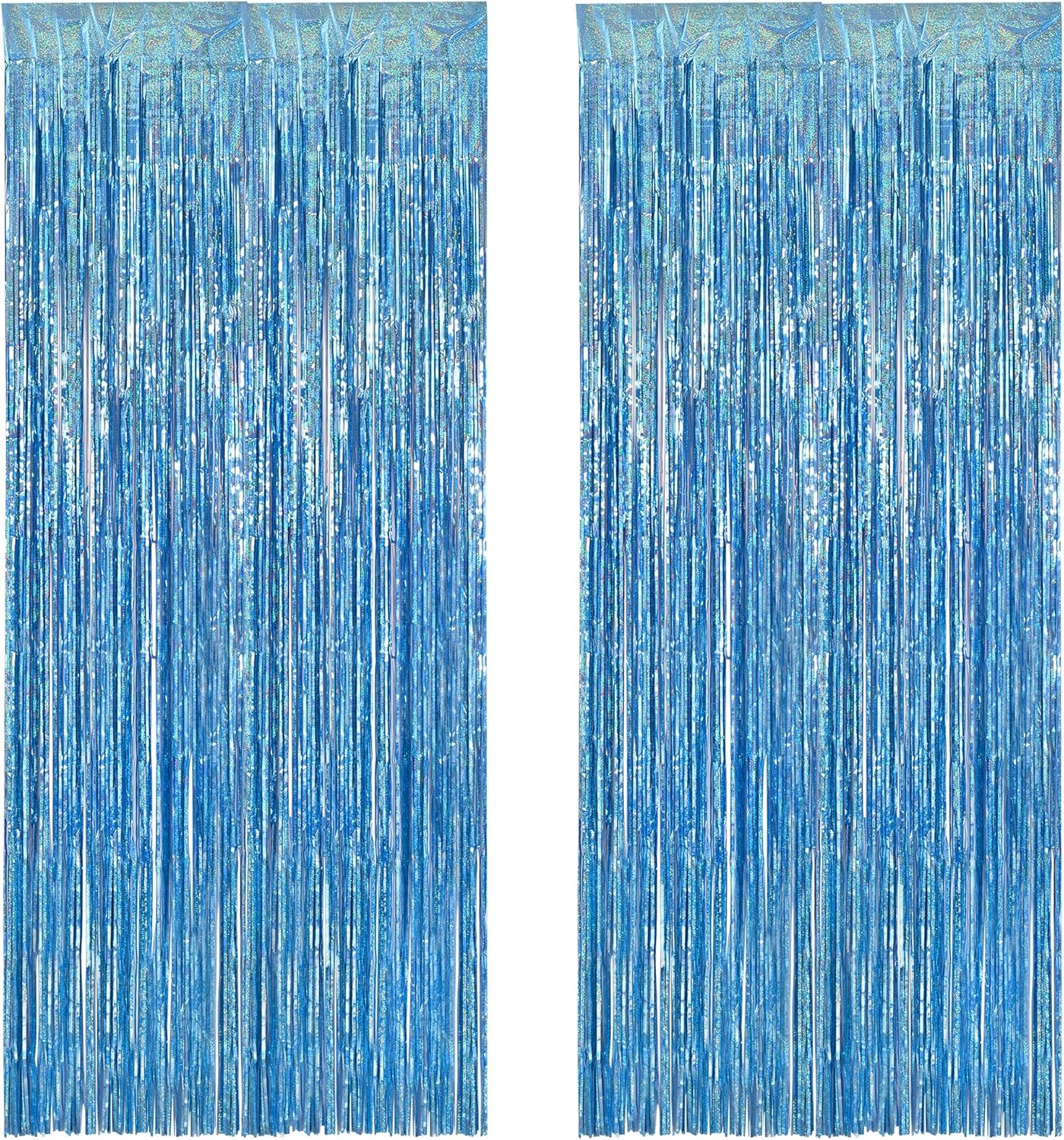 Braveshine Light Blue Tinsel Foil Curtains 2Pcs