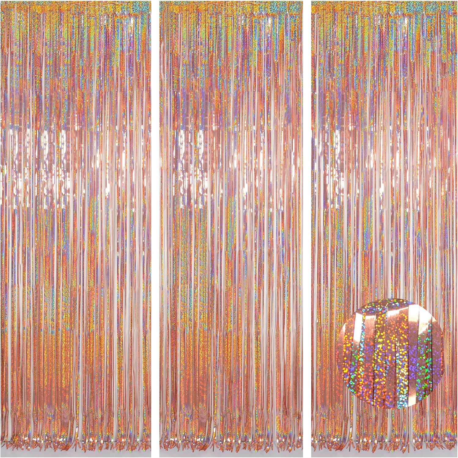 Foil Fringe Curtains 3 Pack for Birthday Party Decorations
